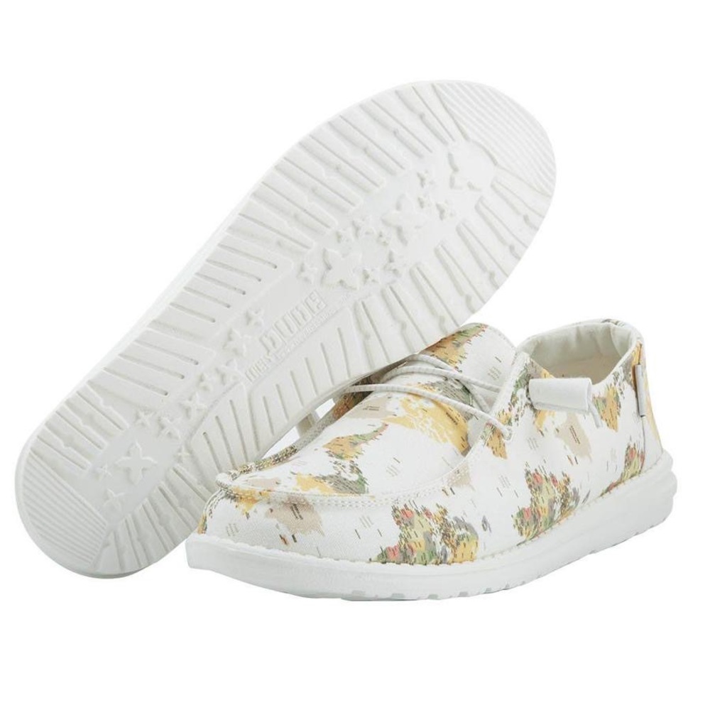 Hey Dude NWT Windy Allover Print World Map Slip On